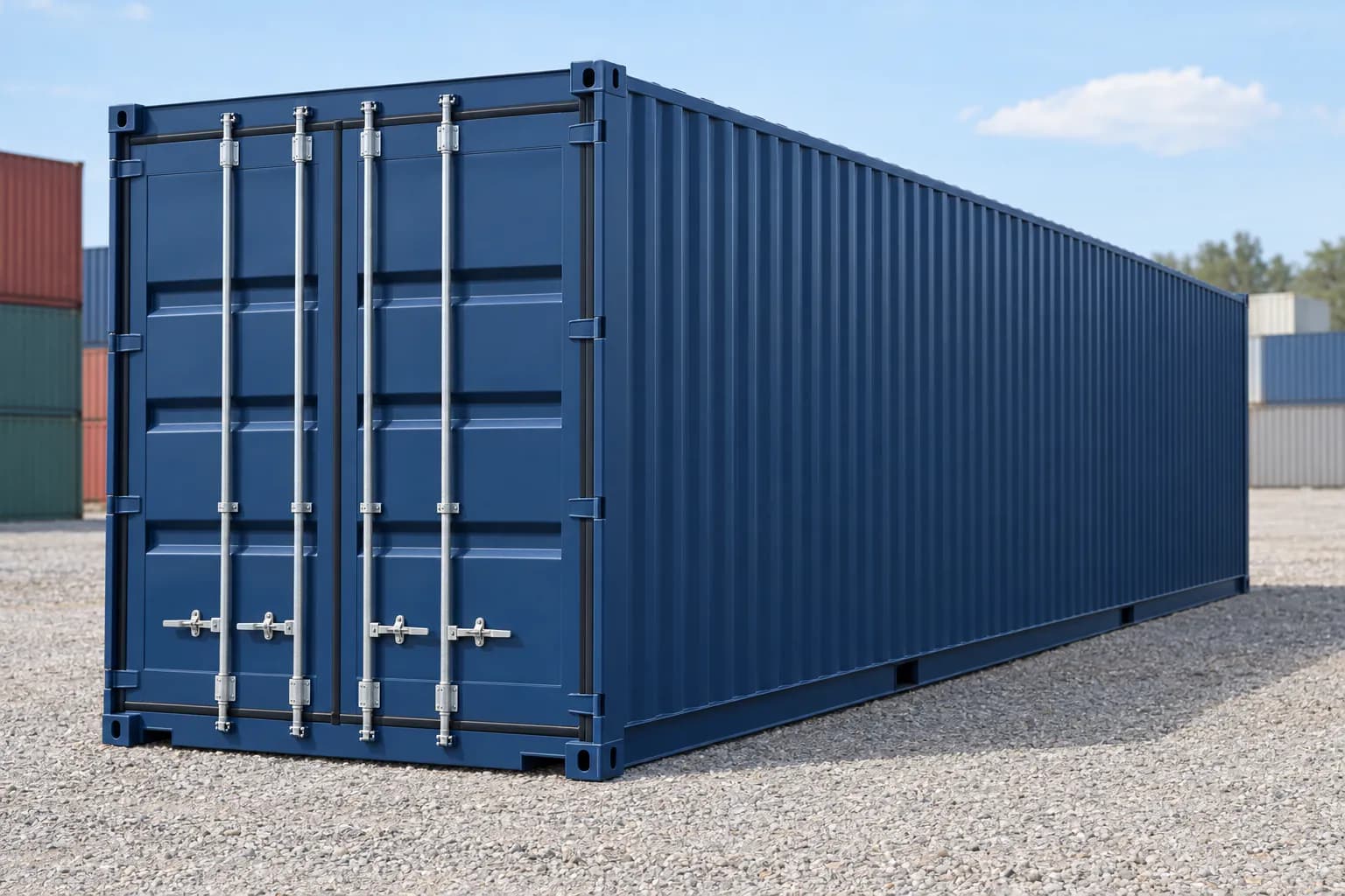Container 40ft High Cube one-trip, three-quarter view