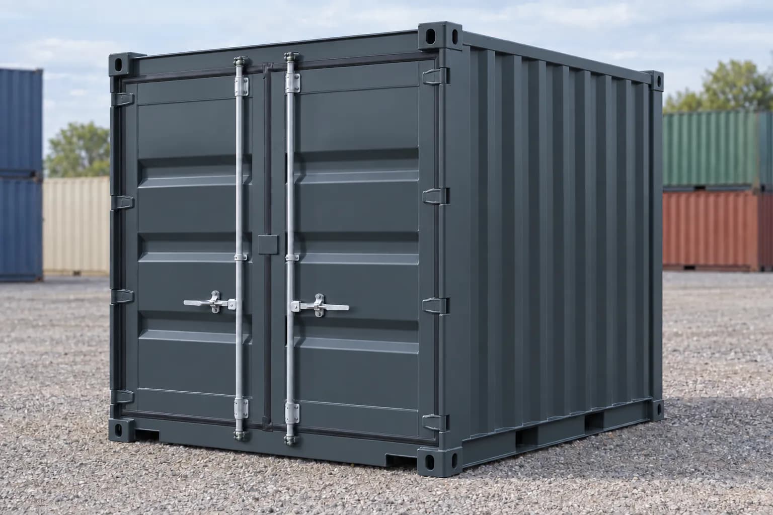 10ft new (one-trip) shipping container, anthracite gray RAL 7016