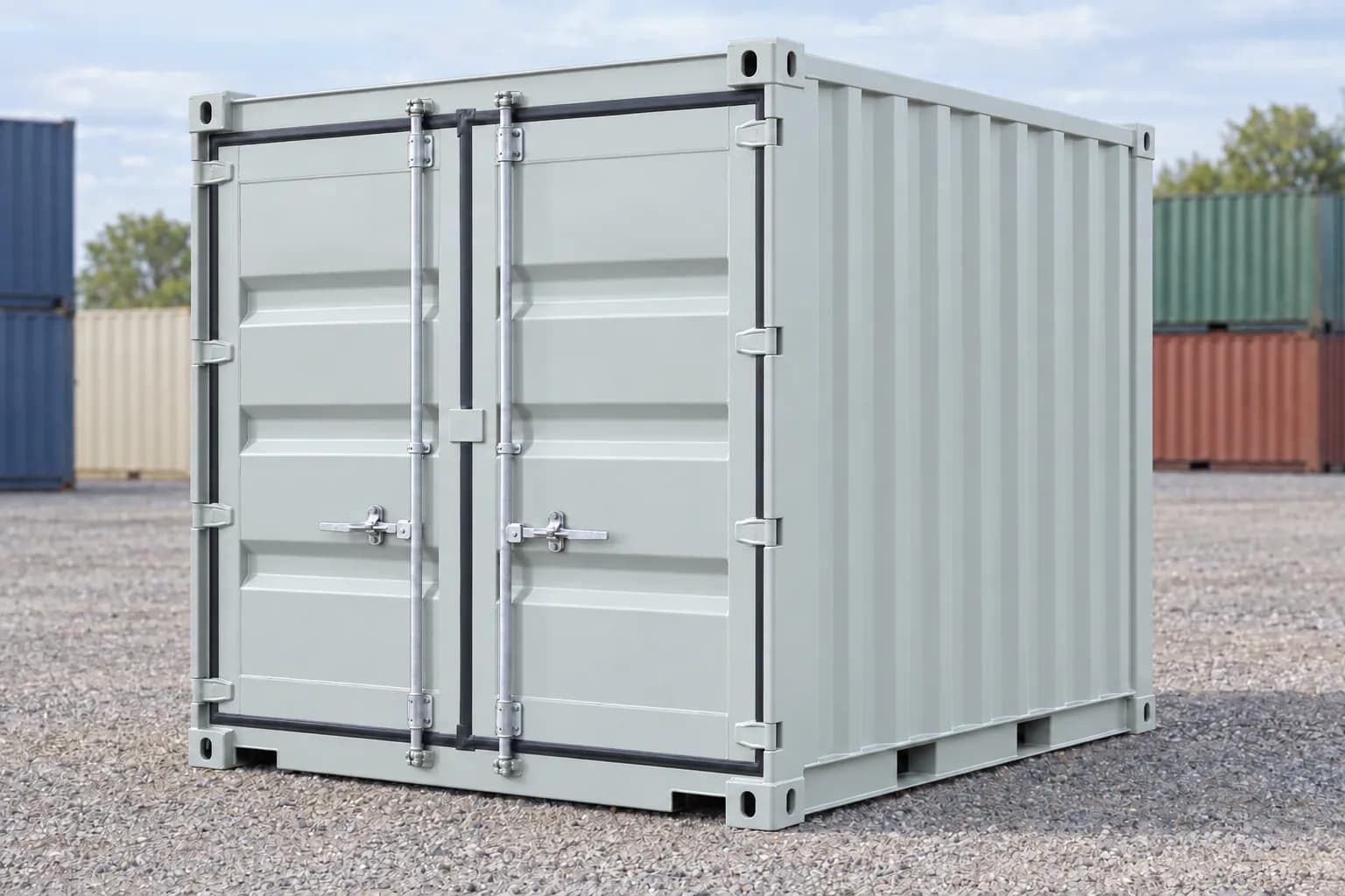 10ft new (one-trip) shipping container, light gray RAL 7035