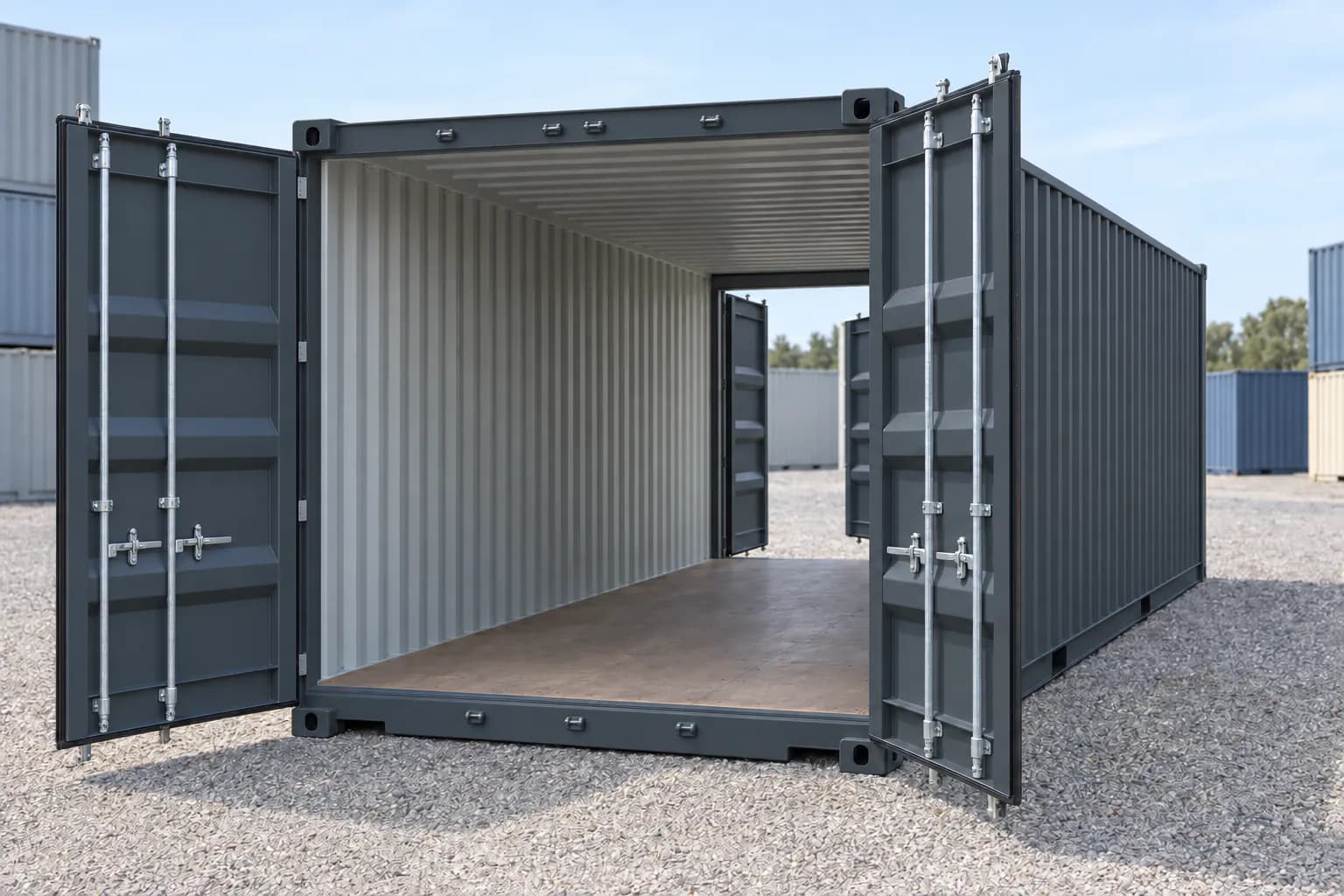 One-trip 20ft double door shipping container, anthracite gray RAL 7016