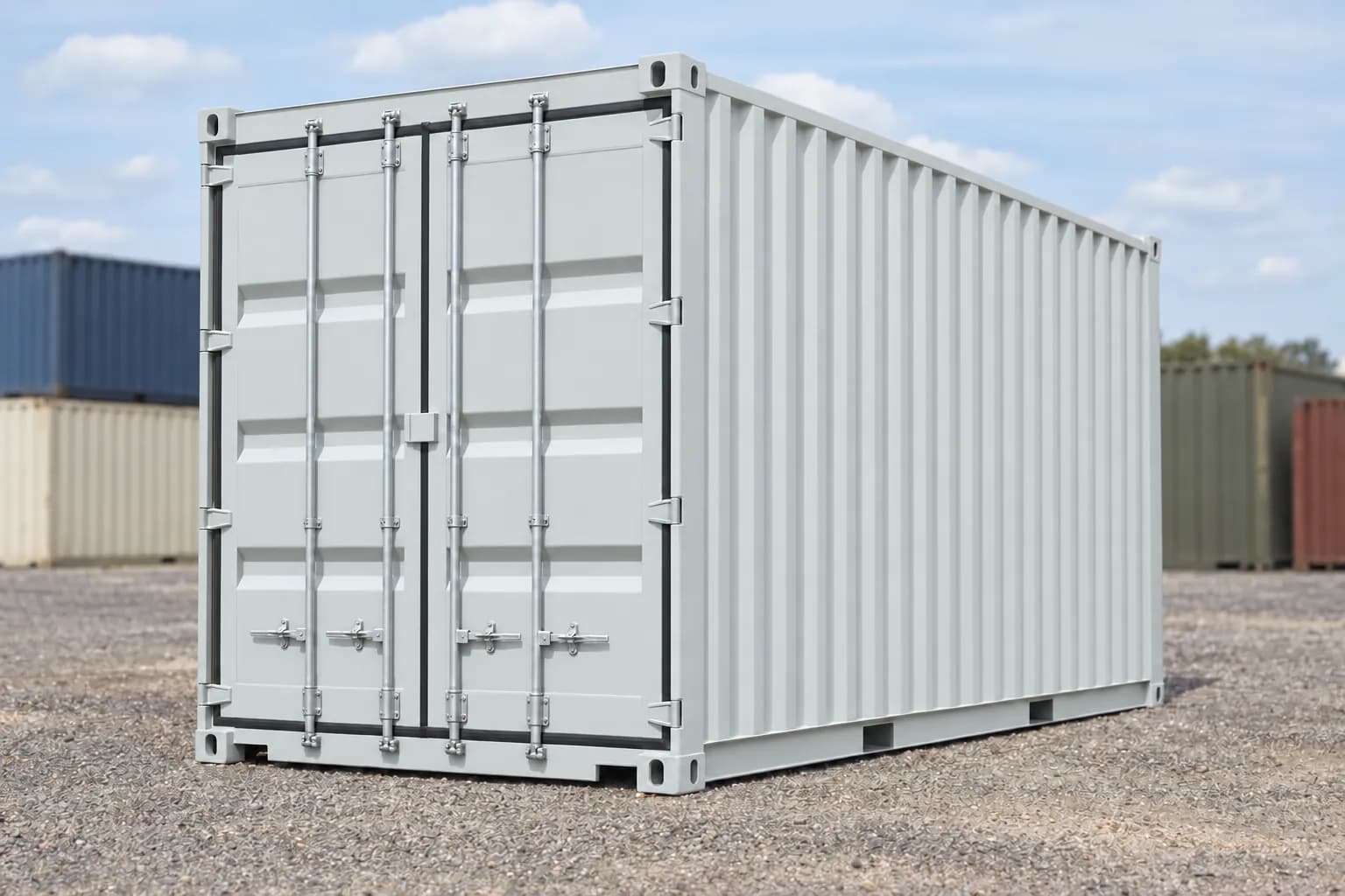 20ft High Cube one-trip shipping container, light gray RAL 7035