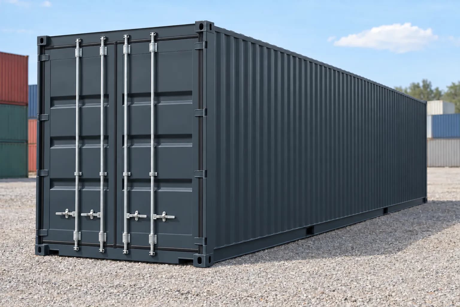 40ft High Cube one-trip shipping container, anthracite gray RAL 7016