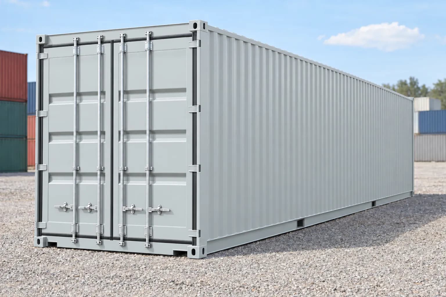 40ft High Cube one-trip shipping container, light gray RAL 7035