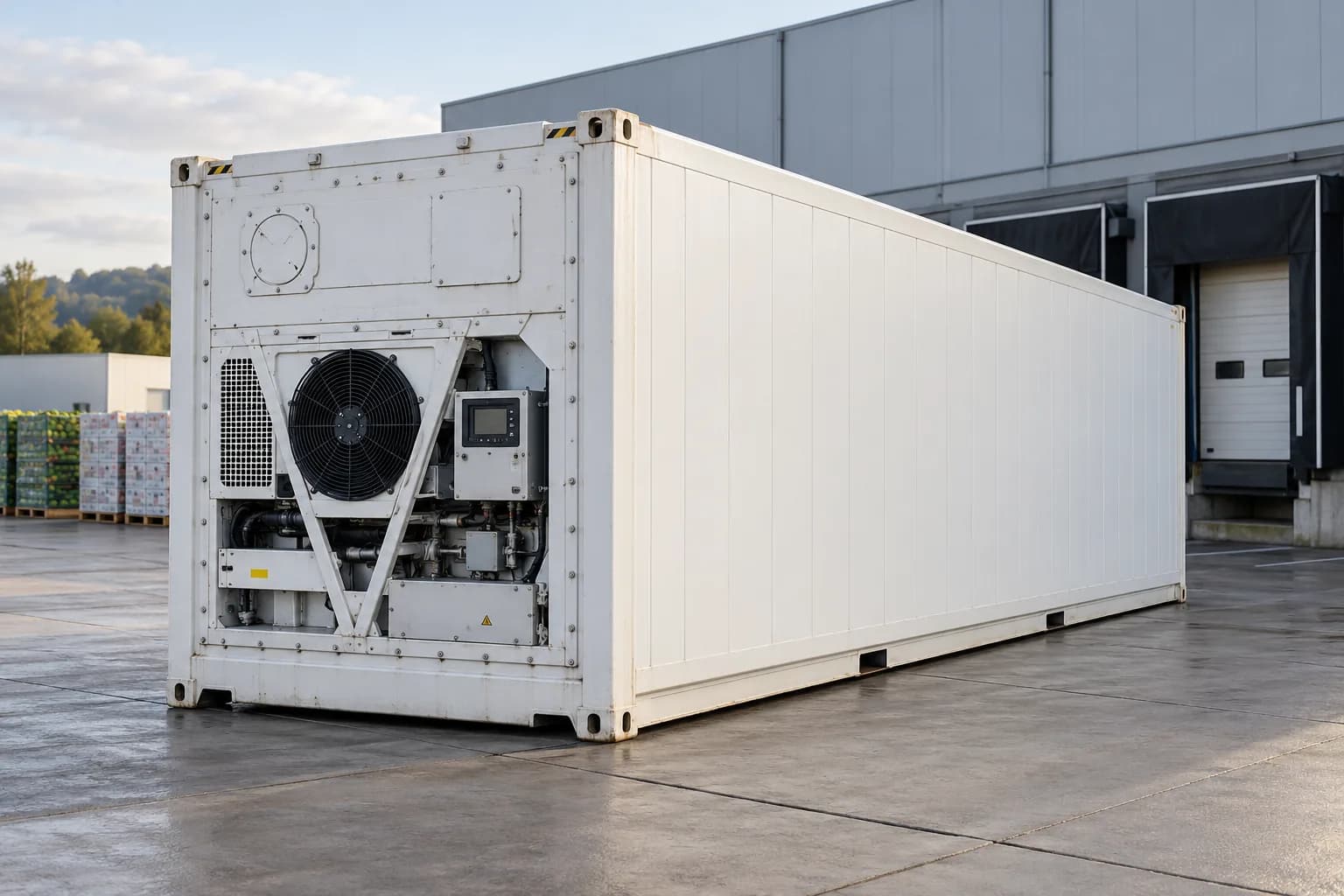 Illustration of an insulated reefer container; the equipment of a quoted unit must be confirmed