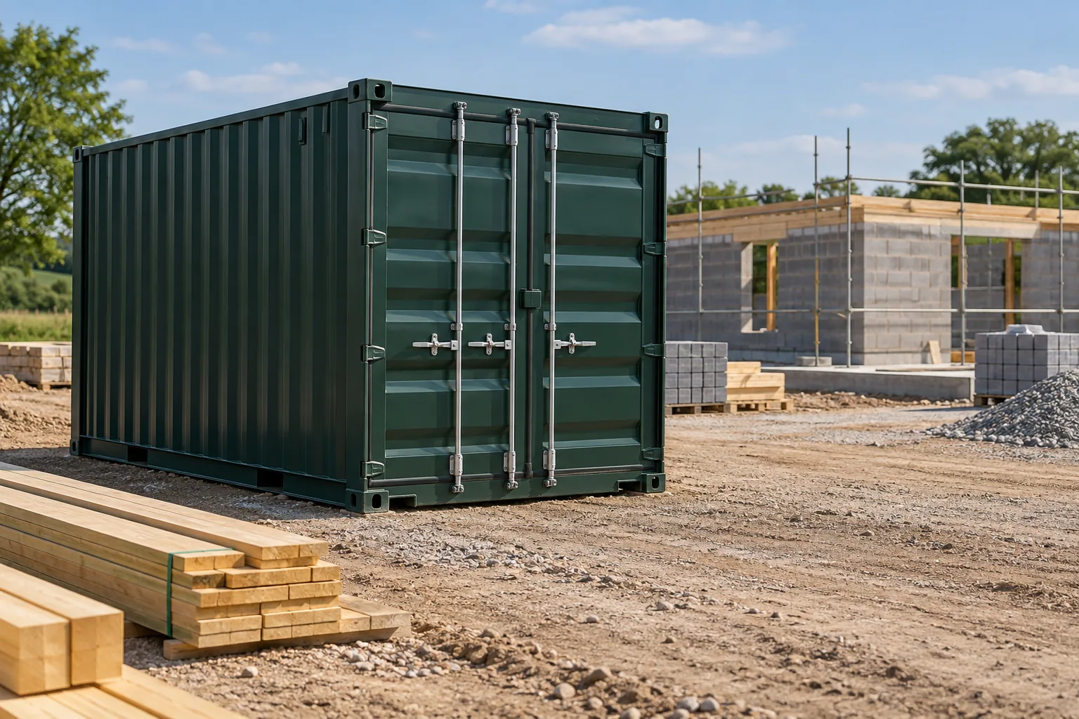 Storage container at a construction site